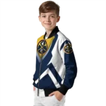 personalized denver nuggets v stripes blue white bomber jacket best selling