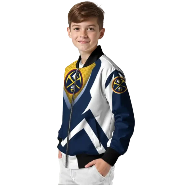 personalized denver nuggets v stripes blue white bomber jacket trendy