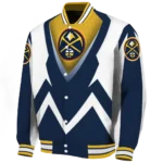 personalized denver nuggets v stripes blue white varsity jacket best selling.webp
