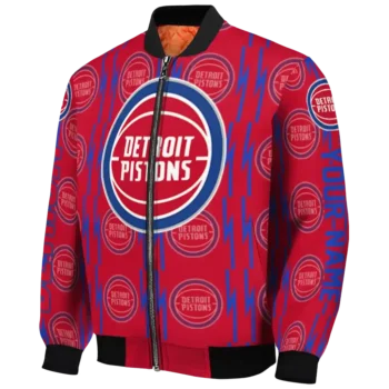 personalized detroit pistons bolt stripe red bomber jacket best selling