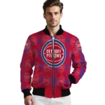 personalized detroit pistons bolt stripe red bomber jacket best selling