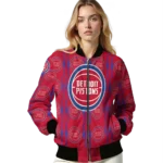 personalized detroit pistons bolt stripe red bomber jacket best selling
