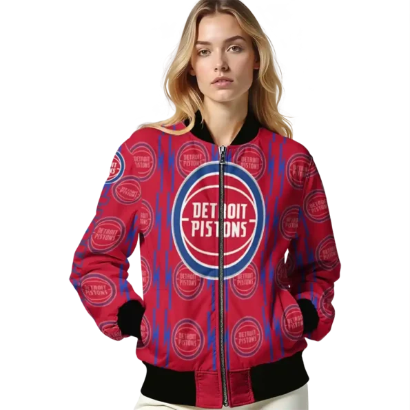 personalized detroit pistons bolt stripe red bomber jacket latest model