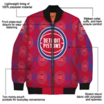 personalized detroit pistons bolt stripe red bomber jacket best selling