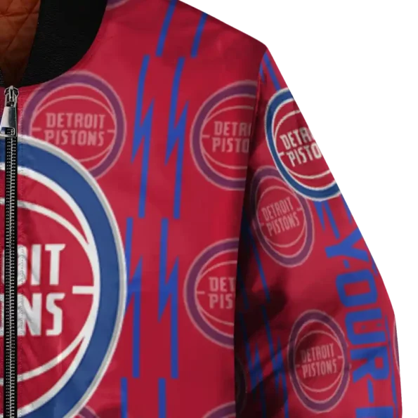 personalized detroit pistons bolt stripe red bomber jacket premium grade