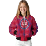 personalized detroit pistons bolt stripe red bomber jacket best selling