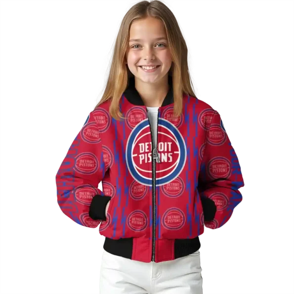 personalized detroit pistons bolt stripe red bomber jacket top rated