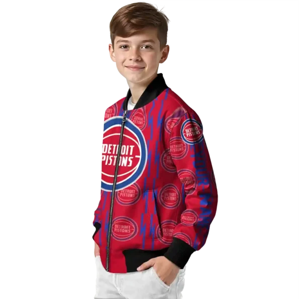 personalized detroit pistons bolt stripe red bomber jacket trendy