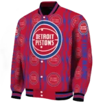 personalized detroit pistons bolt stripe red varsity jacket best selling.webp