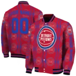 personalized detroit pistons bolt stripe red varsity jacket best selling.webp