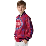 personalized detroit pistons bolt stripe red varsity jacket best selling.webp