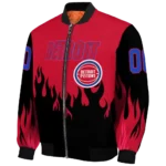 personalized detroit pistons flame border red black bomber jacket best selling