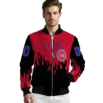 personalized detroit pistons flame border red black bomber jacket best selling