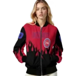 personalized detroit pistons flame border red black bomber jacket best selling