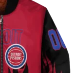 personalized detroit pistons flame border red black bomber jacket best selling