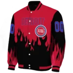 personalized detroit pistons flame border red black varsity jacket best selling.webp