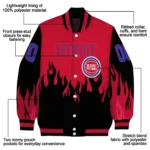 personalized detroit pistons flame border red black varsity jacket best selling.webp