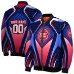 personalized detroit pistons mesh chest black bomber jacket best selling