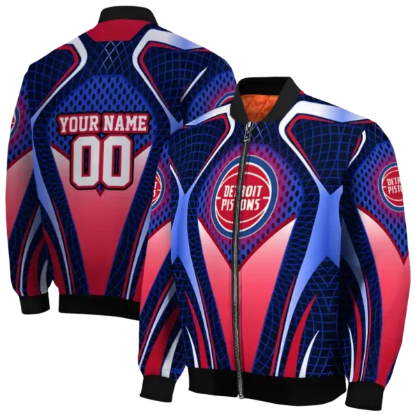 personalized detroit pistons mesh chest black bomber jacket fashion forward
