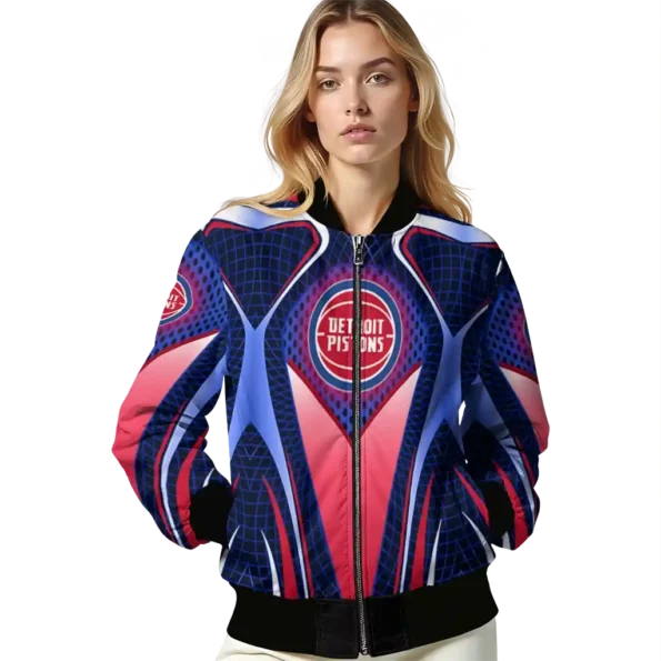 personalized detroit pistons mesh chest black bomber jacket latest model