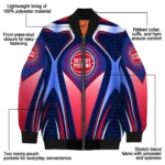 personalized detroit pistons mesh chest black bomber jacket best selling