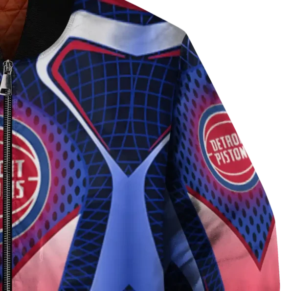 personalized detroit pistons mesh chest black bomber jacket premium grade