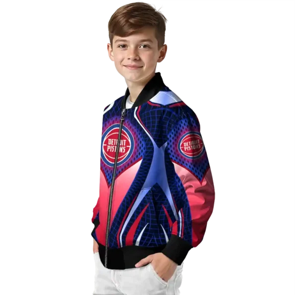 personalized detroit pistons mesh chest black bomber jacket trendy