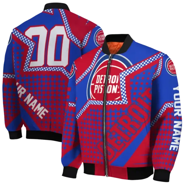 personalized detroit pistons star burst red bomber jacket fashion forward