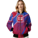 personalized detroit pistons star burst red bomber jacket best selling