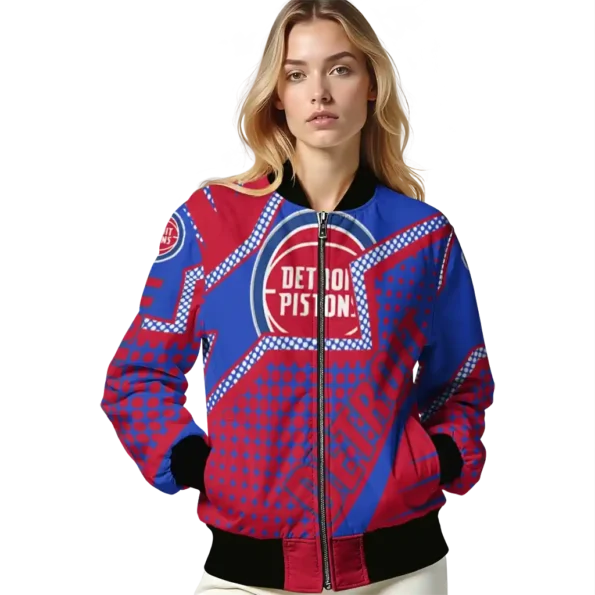personalized detroit pistons star burst red bomber jacket latest model