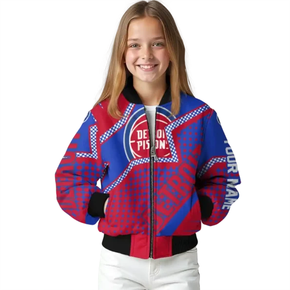 personalized detroit pistons star burst red bomber jacket top rated