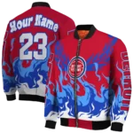 personalized detroit pistons winged blaze red white bomber jacket best selling