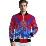 personalized detroit pistons winged blaze red white bomber jacket best selling