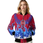 personalized detroit pistons winged blaze red white bomber jacket best selling