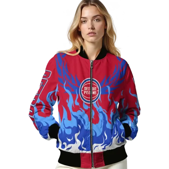 personalized detroit pistons winged blaze red white bomber jacket latest model