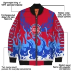 personalized detroit pistons winged blaze red white bomber jacket best selling