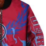 personalized detroit pistons winged blaze red white bomber jacket best selling