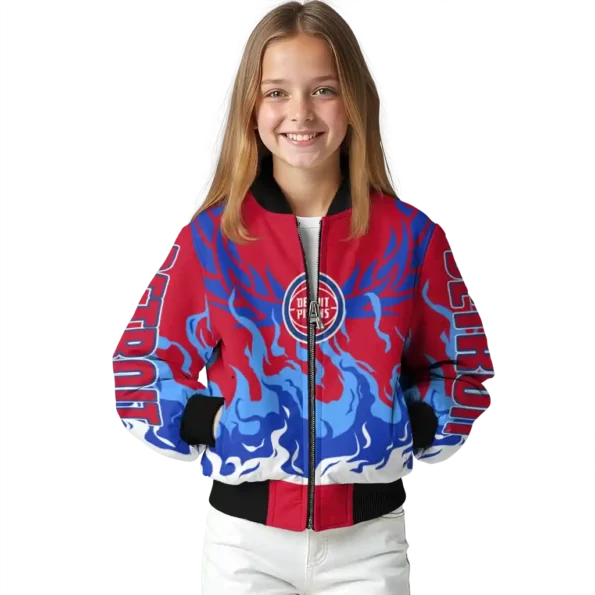 personalized detroit pistons winged blaze red white bomber jacket top rated