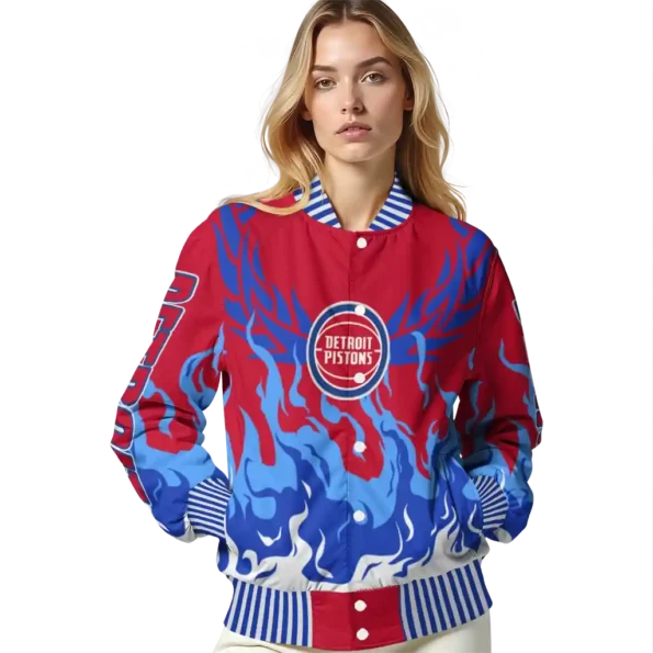 personalized detroit pistons winged blaze red white varsity jacket latest model.webp