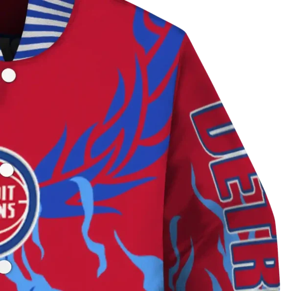 personalized detroit pistons winged blaze red white varsity jacket premium grade.webp