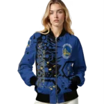 personalized golden state warriors hexagon cluster blue black bomber jacket best selling