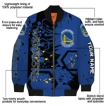 personalized golden state warriors hexagon cluster blue black bomber jacket best selling