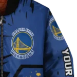 personalized golden state warriors hexagon cluster blue black bomber jacket best selling