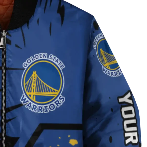 personalized golden state warriors hexagon cluster blue black bomber jacket premium grade
