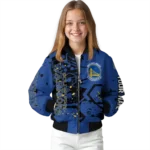personalized golden state warriors hexagon cluster blue black bomber jacket best selling