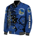 personalized golden state warriors hexagon cluster blue black varsity jacket best selling.webp