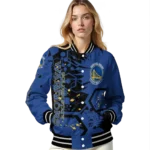 personalized golden state warriors hexagon cluster blue black varsity jacket best selling.webp