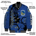 personalized golden state warriors hexagon cluster blue black varsity jacket best selling.webp
