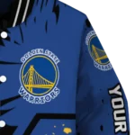 personalized golden state warriors hexagon cluster blue black varsity jacket best selling.webp