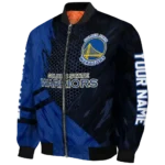 personalized golden state warriors hexagon mesh blue black bomber jacket best selling